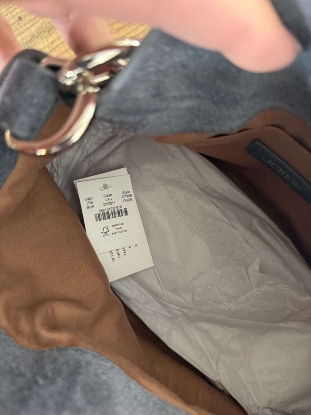 J.Crew Small Berkeley Bag in Grey Suede Silver chainlink strap. NWT - Picture 4 of 6